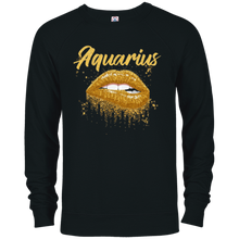 Aquarius Zodiac Birthday Golden Lips T-Shirt for Black Women