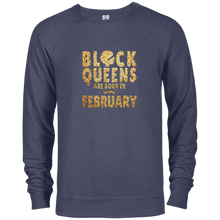 Flat Gold Print Black Queens February Born Tshirt